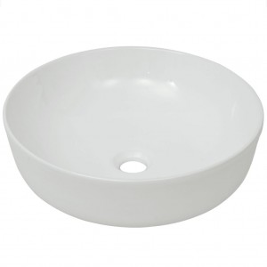Lavabo redondo de cerámica blanco 41.5x13.5 cm H