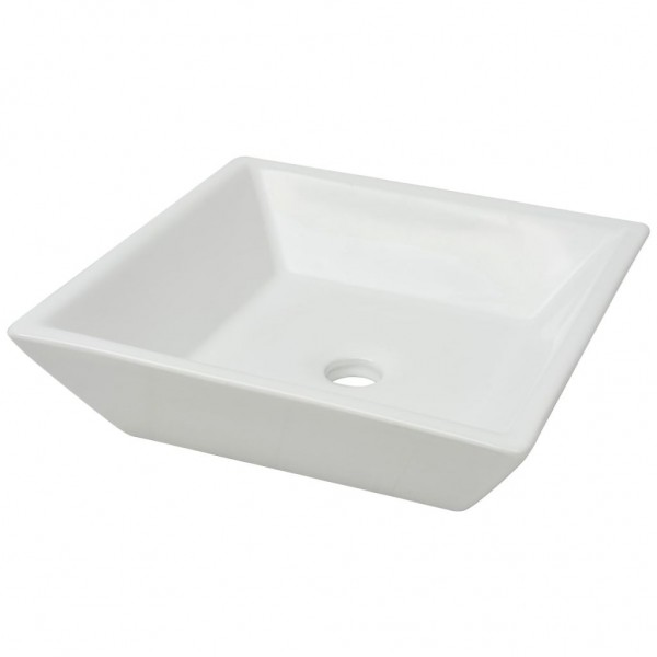 Lavabo cuadrado de cerámica 41.5x41.5x12 cm blanco M 2