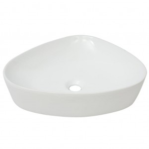 Lavabo triangular de cerámica blanco 50.5x41x12 cm H