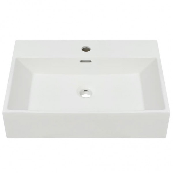 Lavabo con orificio para grifo cerámica 60.5x42.5x14.5 cm blanco M 3