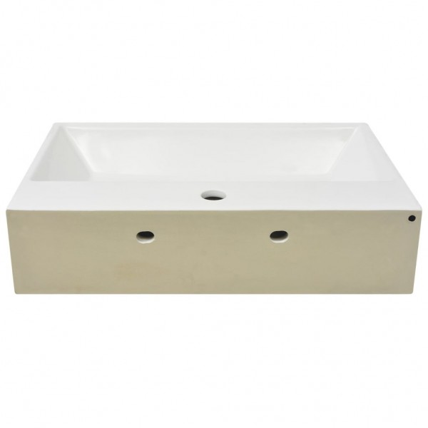 Lavabo con orificio para grifo cerámica 60.5x42.5x14.5 cm blanco M 4
