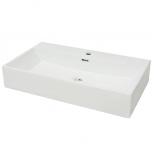 Lavabo con orificio para grifo cerámica 76x42.5x14.5 cm blanco H