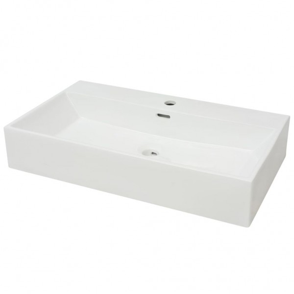 Lavabo con orificio para grifo cerámica 76x42.5x14.5 cm blanco M 2