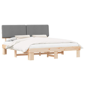 Estructura de Cama con Cabecera Tapizada Gris Claro H