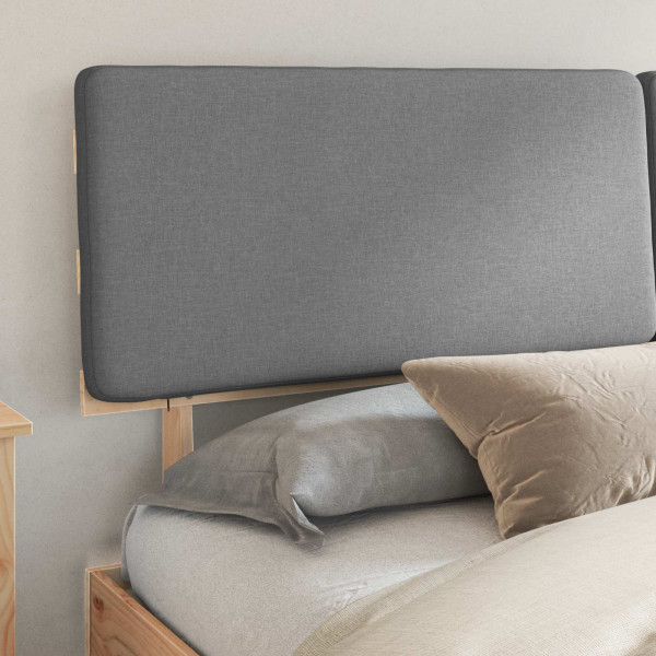 Estructura de Cama con Cabecera Tapizada Gris Claro M 3