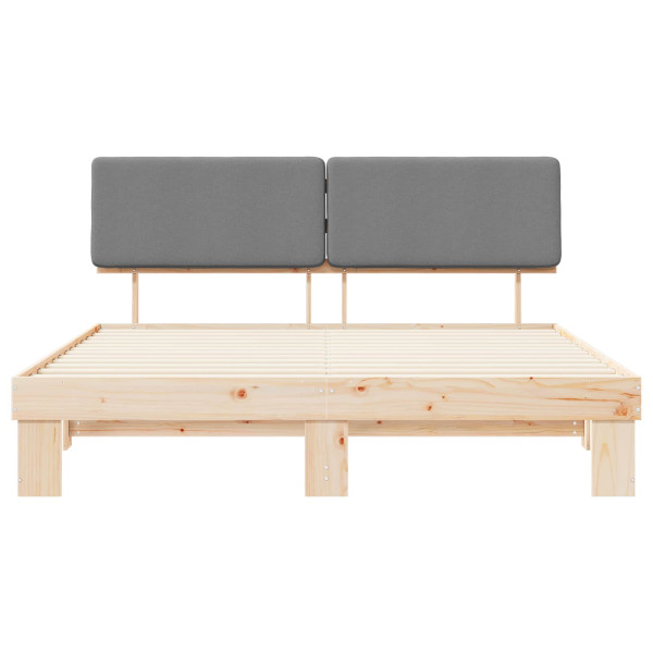 Estructura de Cama con Cabecera Tapizada Gris Claro M 5
