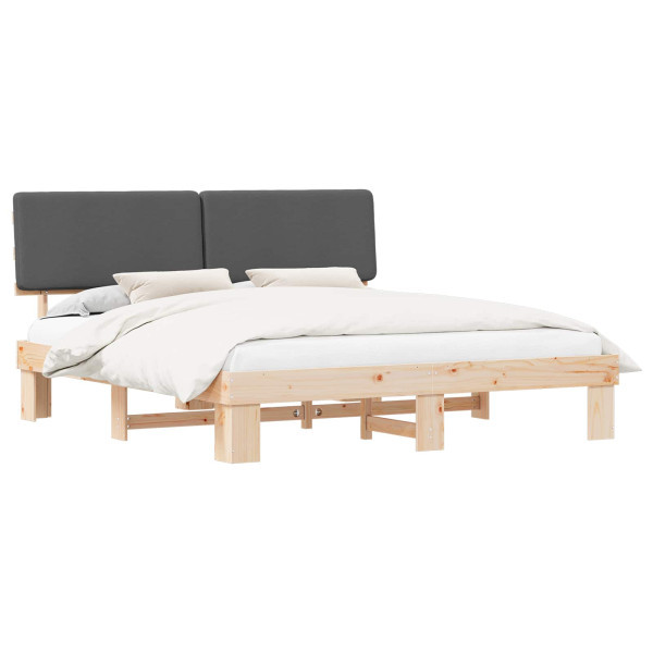 Estructura de Cama con Cabecera Tapizada Gris oscuro M 2