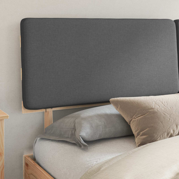 Estructura de Cama con Cabecera Tapizada Gris oscuro M 3