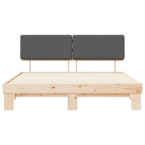 Estructura de Cama con Cabecera Tapizada Gris oscuro M 5