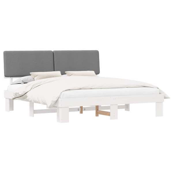 Estructura de Cama con Cabecera Tapizada Gris Claro M 2