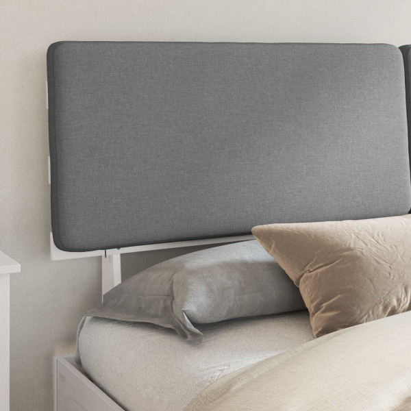 Estructura de Cama con Cabecera Tapizada Gris Claro M 3