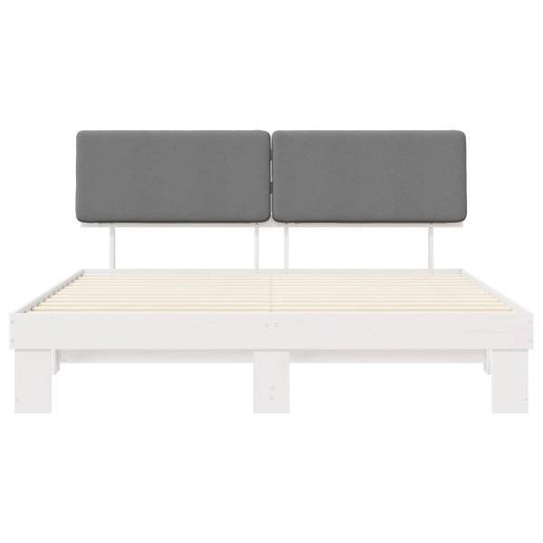 Estructura de Cama con Cabecera Tapizada Gris Claro M 5