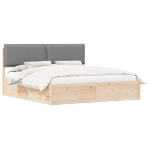 Estructura de Cama con Cabecera Tapizada Gris Claro H
