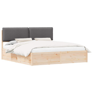 Estructura de Cama con Cabecera Tapizada Gris oscuro H