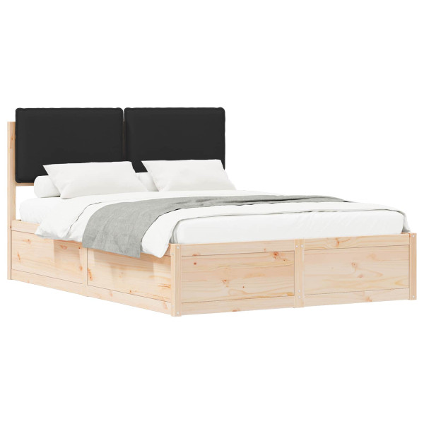Estructura de Cama con Cabecera Tapizada Negro 150 x 200 cm M 2