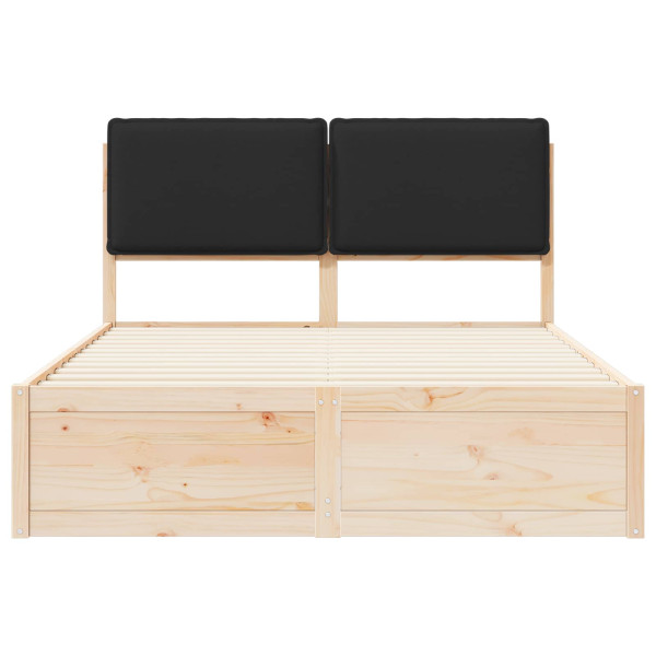 Estructura de Cama con Cabecera Tapizada Negro 140 x 190 cm M 5