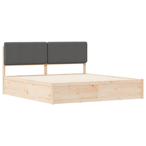 Estructura de Cama con Cabecera Tapizada Gris oscuro M 4