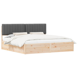 Estructura de Cama con Cabecera Tapizada Gris oscuro H