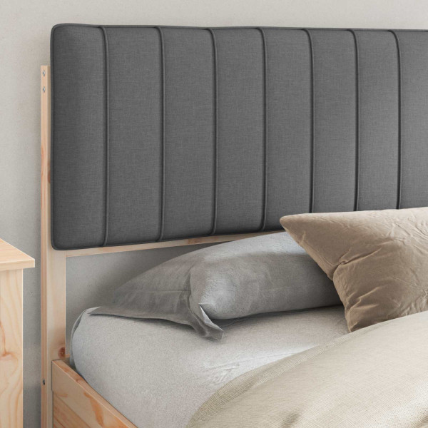 Estructura de Cama con Cabecera Tapizada Gris oscuro M 3
