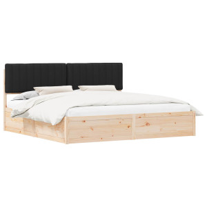 Estructura de Cama con Cabecera Tapizada Negro 200 x 200 cm H