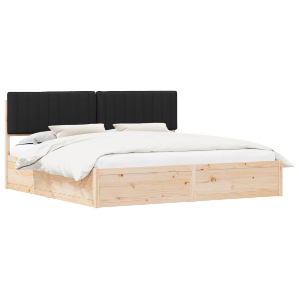 Estructura de Cama con Cabecera Tapizada Negro 200 x 200 cm M 2