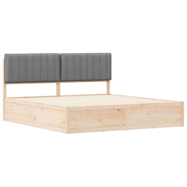 Estructura de Cama con Cabecera Tapizada Gris Claro M 4