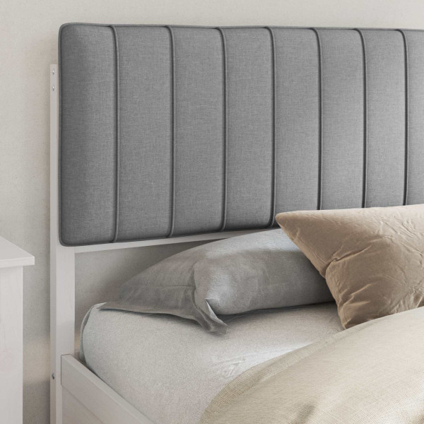 Estructura de Cama con Cabecera Tapizada Gris Claro M 3