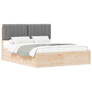 Estructura de Cama con Cabecera Tapizada Gris Claro H