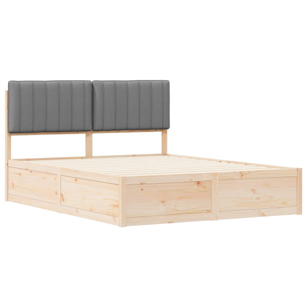 Estructura de Cama con Cabecera Tapizada Gris Claro M 4