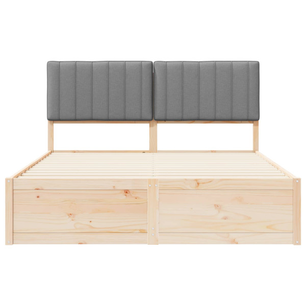 Estructura de Cama con Cabecera Tapizada Gris Claro M 5
