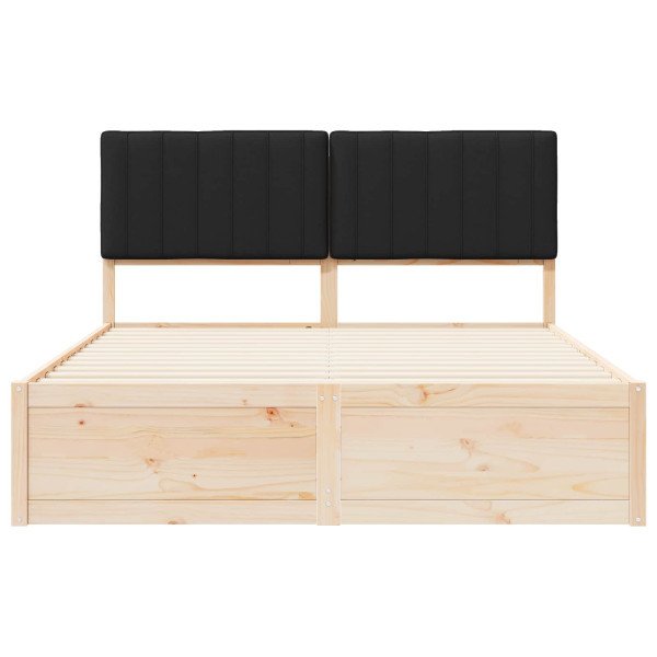 Estructura de Cama con Cabecera Tapizada Negro 160 x 200 cm M 5