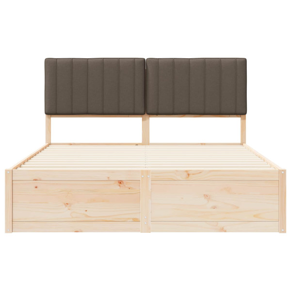 Estructura de Cama con Cabecera Tapizada Taupé 160 x 200 cm M 5