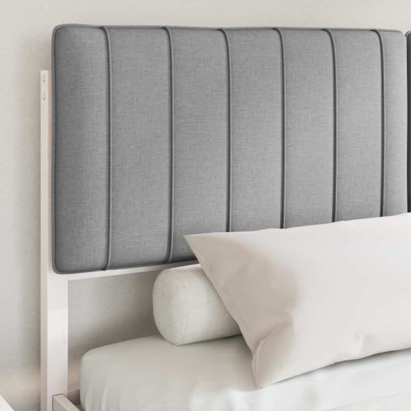 Estructura de Cama con Cabecera Tapizada Gris Claro M 3