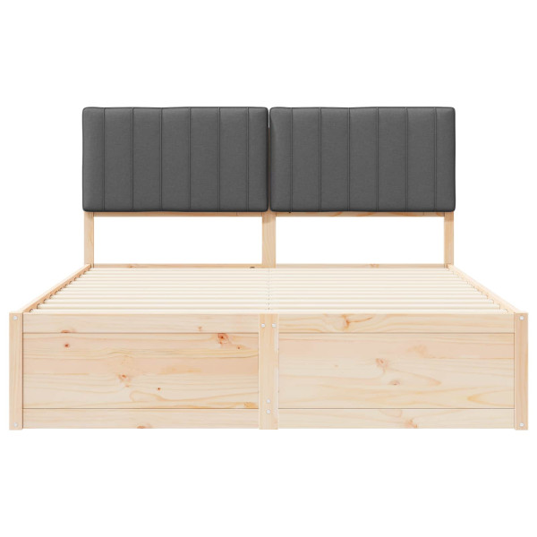 Estructura de Cama con Cabecera Tapizada Gris oscuro M 5