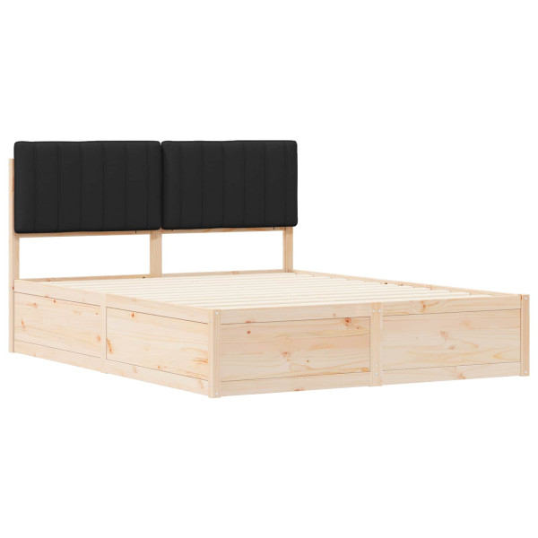 Estructura de Cama con Cabecera Tapizada Negro 150 x 200 cm M 4