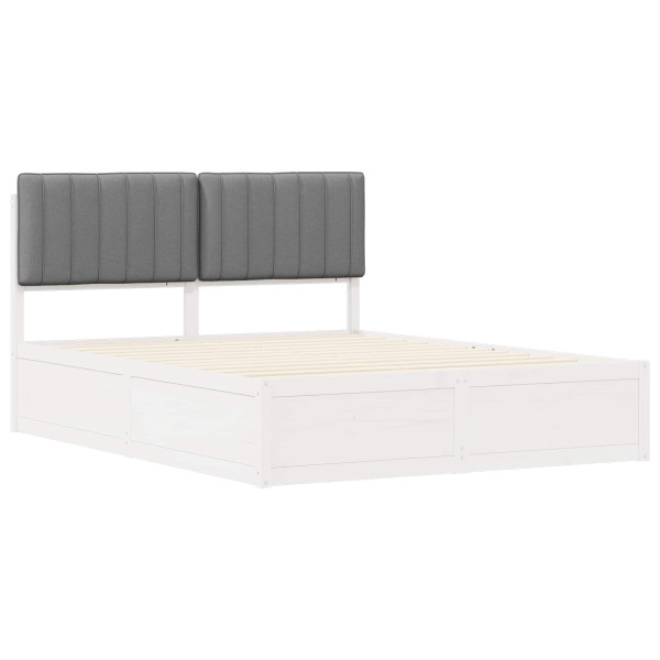 Estructura de Cama con Cabecera Tapizada Gris Claro M 4