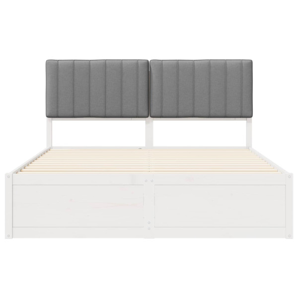 Estructura de Cama con Cabecera Tapizada Gris Claro M 5