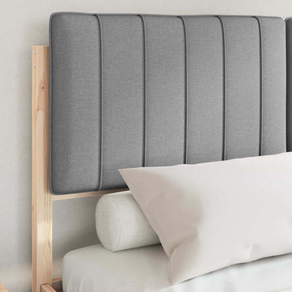 Estructura de Cama con Cabecera Tapizada Gris Claro M 3