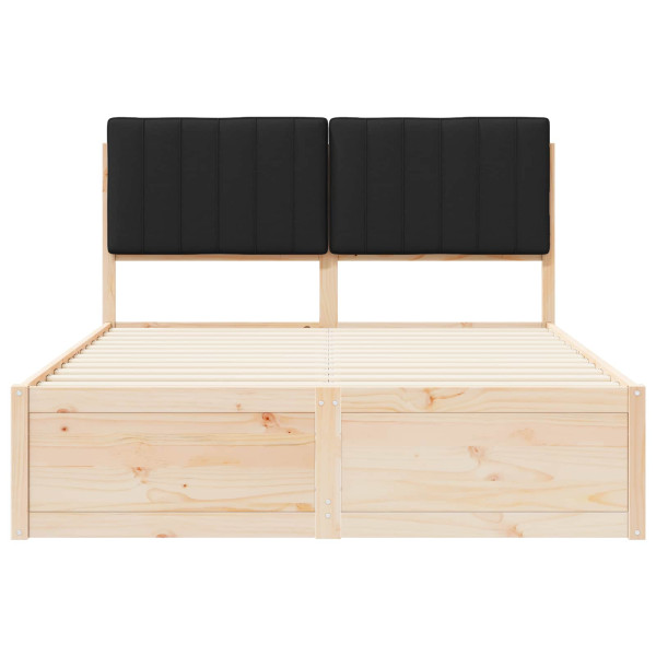 Estructura de Cama con Cabecera Tapizada Negro 140 x 190 cm M 5