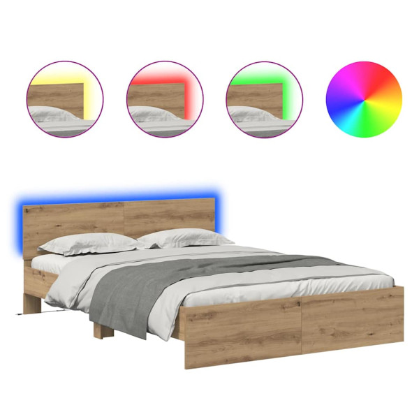 Estructura de cama con cabecera Roble artesanal 140 x 190 cm M 2