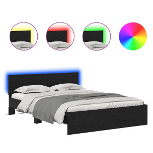 Estructura de cama con cabecera Roble Negro 140 x 190 cm H