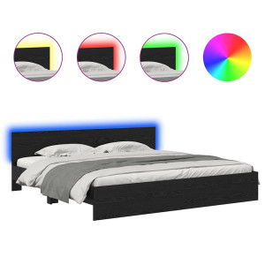 Estructura de cama con cabecera Roble Negro 180 x 200 cm H