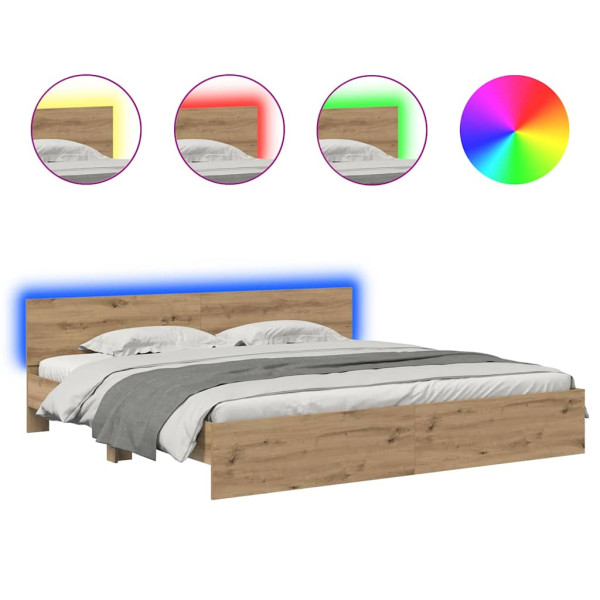 Estructura de cama con cabecera Roble artesanal 200 x 200 cm M 2