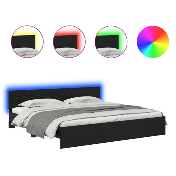 Estructura de cama con cabecera Roble Negro 200 x 200 cm M 2