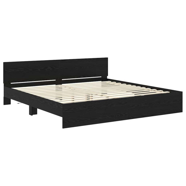 Estructura de cama con cabecera Roble Negro 200 x 200 cm M 5