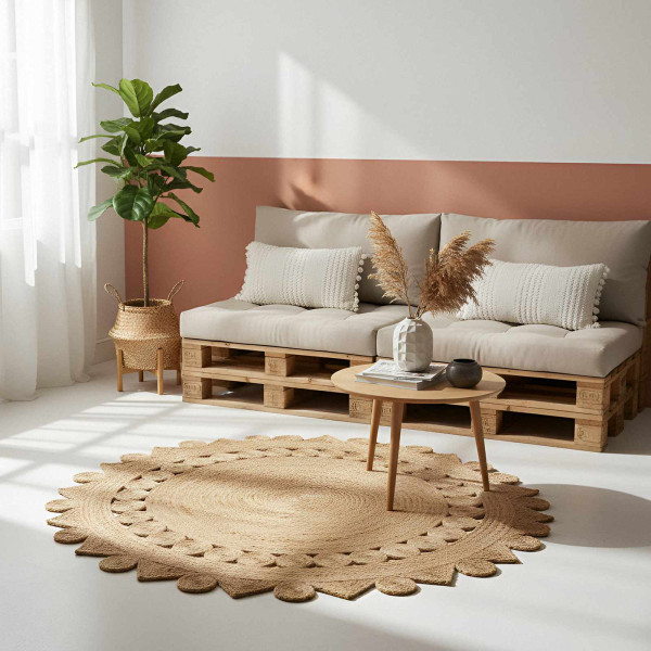 Alfombra Marrón Ø 180 cm yute M 2