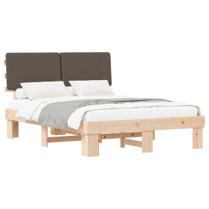 Estructura de Cama con Cabecera Tapizada Taupé 160 x 200 cm H