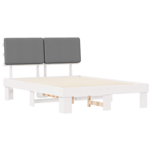 Estructura de Cama con Cabecera Tapizada Gris Claro M 4