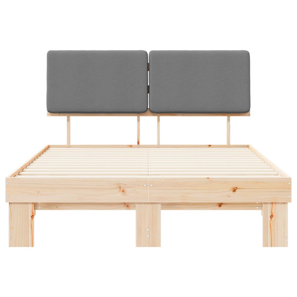 Estructura de Cama con Cabecera Tapizada Gris Claro M 5