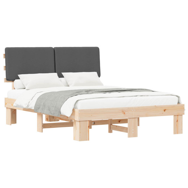 Estructura de Cama con Cabecera Tapizada Gris oscuro M 2